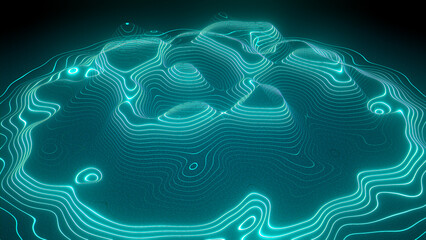 Neon contour tech landscape 3D render