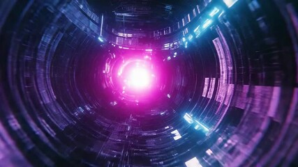 Abstract purple futuristic tunnel vortex light technology - Powered by Adobe