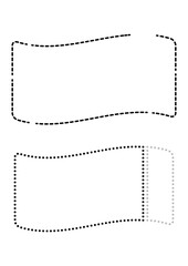 モノクロのなびく旗のような点線フレームセット