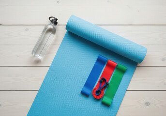 Yoga mat and resistance bands fitness gear