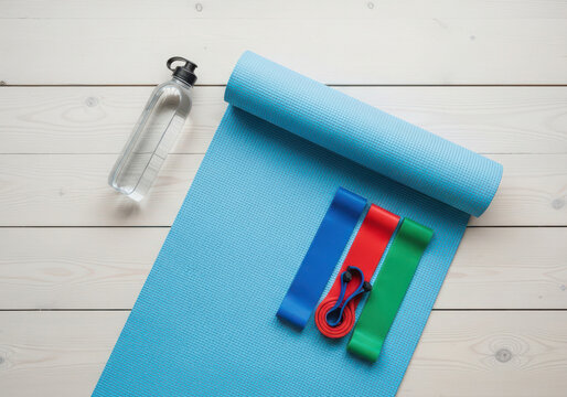 Yoga mat and resistance bands fitness gear