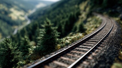 Journey through a scenic valley sustainability insights on curving rail tracks
