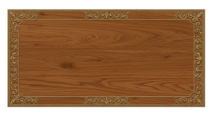 Elegant Wooden Table: A top-down view of an exquisite wooden table with an intricate, ornamental frame, exuding warmth and sophistication.