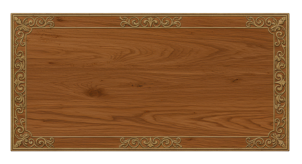 Elegant Wooden Table: A top-down view of an exquisite wooden table with an intricate, ornamental frame, exuding warmth and sophistication.