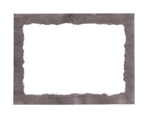 Dark Grunge Torn Paper Frame with Ripped Edges on a Transparent Background.