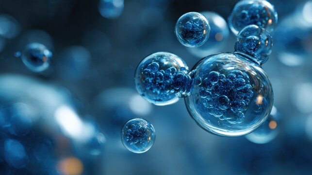 Blue Microscopic Cellular Structures Abstract Science Technology Background