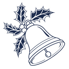 Festive christmas bell with holly