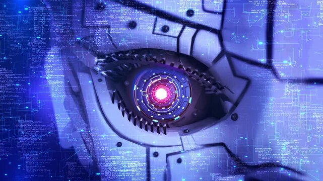 eye with digital interface innovative futuristic high technology display application reality holograms for personal safety scanning. Modern cyberspace innovation. node connection, Business expansion.