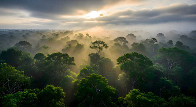 Drone Panorama of Forest Canopy