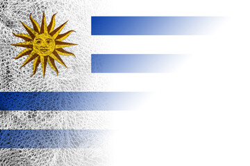 White background with Uruguay flag on fishing net