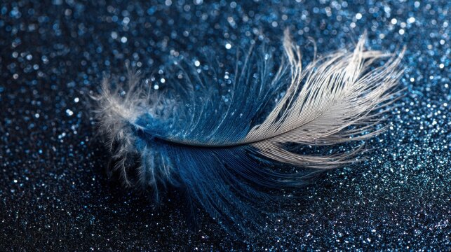 Elegant Feather Shimmering Blue Glitter Abstract Background