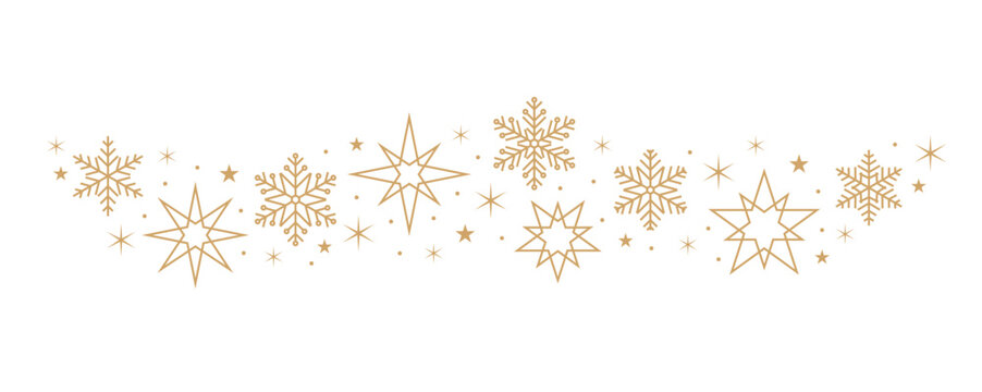 snowflakes and stars border isolated vector illustration