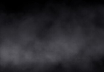Dark Black and Grey Smoke or Fog Background Texture with Mysterious Atmospheric Clouds and Ethereal Vapor for Abstract Overlay and Graphic Design Element