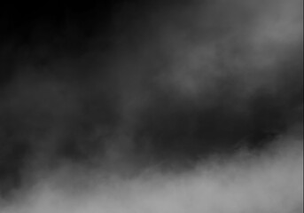 Dense white smoke or mysterious fog emerging from the bottom against a deep black background, creating an ethereal and atmospheric abstract monochrome texture.