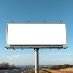 Obraz premium Blank Billboard Mockup – Outdoor Advertising TemplateWhite Display Billboard Mockup – Clean Ad Space, Large Empty Billboard Mockup – Outdoor Media Template, Big Advertising Board Mockup – White Back