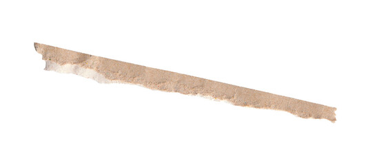 Torn strip of brown cardboard with a rough ripped edge. Vintage paper texture for banners and scrapbooking, isolated on a transparent background.