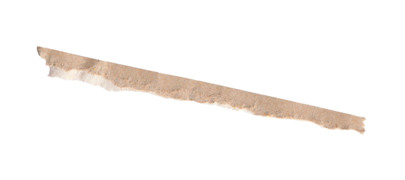 Torn strip of brown cardboard with a rough ripped edge. Vintage paper texture for banners and scrapbooking, isolated on a transparent background.