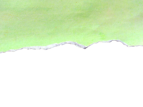 Torn green paper strip with a ripped edge. Grunge paper texture banner for design, scrapbooking, and borders, isolated on a transparent background.