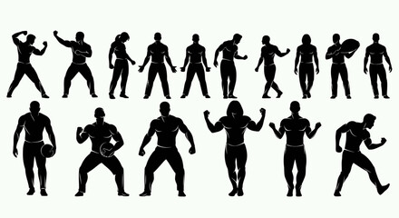 Fototapeta premium Diverse Collection of Human Silhouettes in Various Dynamic Poses.