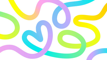 Banner with abstract neon line. Colored bright rainbow  serpentine, spiral, heart on white background. Isolated Flat Vector Illustration for Valentine's day EPS10