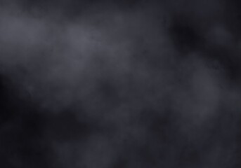 Dark and Moody Swirling Smoke or Fog Texture Abstract Background, Ethereal Grey Vapors on Black, Atmospheric Haze Overlay Design Element