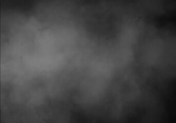 Dense Abstract Grey Smoke and Fog Texture on Dark Black Background for Ethereal Overlay or Mysterious Atmospheric Design Element