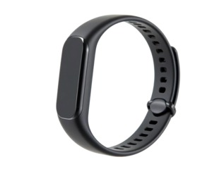 Sleek black fitness tracker isolated on transparent background