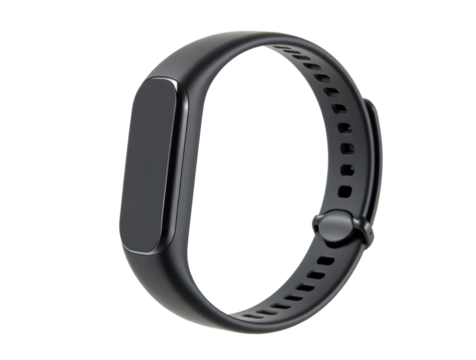 Sleek black fitness tracker isolated on transparent background