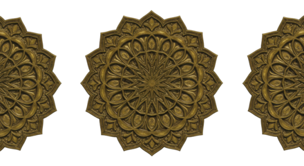 Ornate Circular Carvings: An exquisite array of detailed, circular carvings, showcasing intricate patterns and textures, creating a sense of timeless elegance.