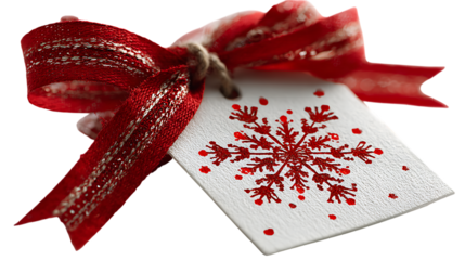 christmas gift tag with ribbon