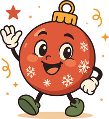 Obraz premium Cute Christmas Ornament Character with Snowflakes and Festive Design