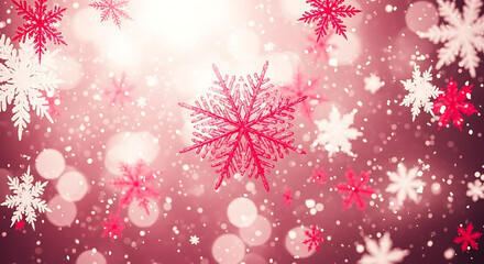 Delicate snowflakes on a pink Christmas background. Christmas / Holiday Abstract Background