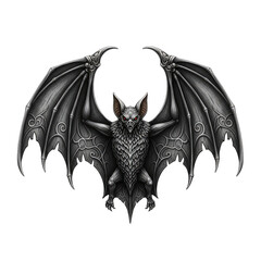 Detailed Illustration of a Gothic Bat Creature With Intricate Wing Patterns and Sharp Claws on a Transparent Background