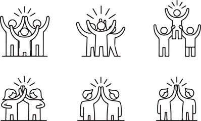 group happy people icon set, party friends, joy expression feeling, vector illustration on white background