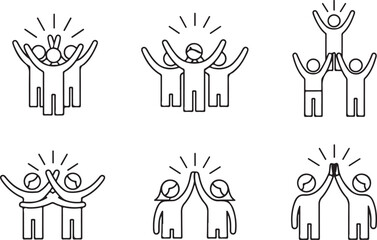 group happy people icon set, party friends, joy expression feeling, vector illustration on white background
