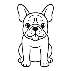 Cute brown french bulldog puppy isolated on white background with a funny cartoon pet portrait