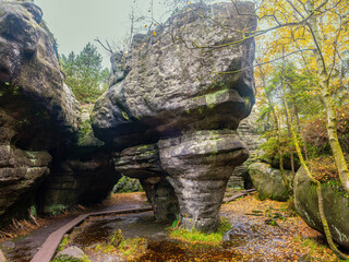  Góry Stołowe. Błędne Skały. Podwójny grzyb. © Janusz Lipiński