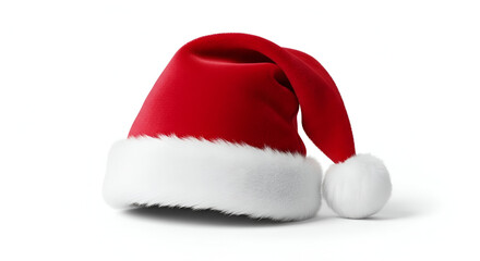 Festive Santa Claus hat isolated on white background a traditional symbol of Christmas and holiday cheer
