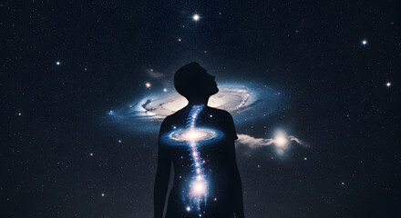 Man Contemplating the Universe Abstract Concept of Spirituality and Exploration