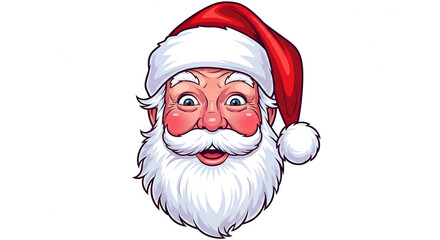 Cartoon Santa Claus head with a cheerful expression vector illustration for Christmas holiday designs isolated on white background