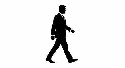 Silhouette of a Businessman Walking with Purpose and Determination.