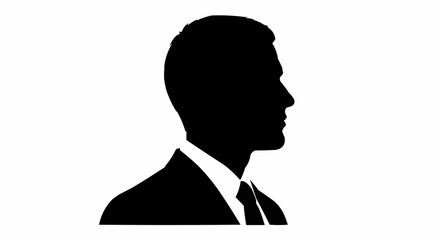 Side profile silhouette of a businessman in a suit.