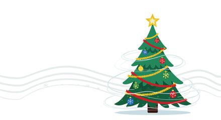 A beautifully decorated christmas tree with twinkling lights and festive ornaments standing tall.