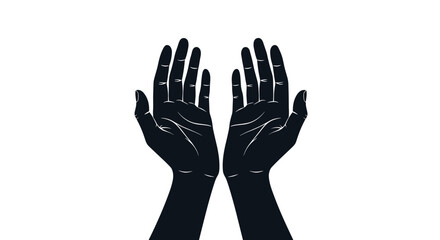 Two silhouetted hands reaching upwards with tiny white dots scattered across them.