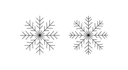 Obraz premium Two stylized snowflake illustrations representing winter and cold weather.