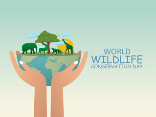 Vector graphic of World Wildlife Conservation Day for World Wildlife Conservation Day celebration.