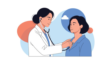 Fototapeta premium A skilled physician examines a patient during a routine medical checkup in a well-lit clinic.