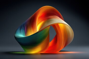 Vibrant neon 3D spiral sculpture with rainbow colors, a dynamic abstract design for creative projects