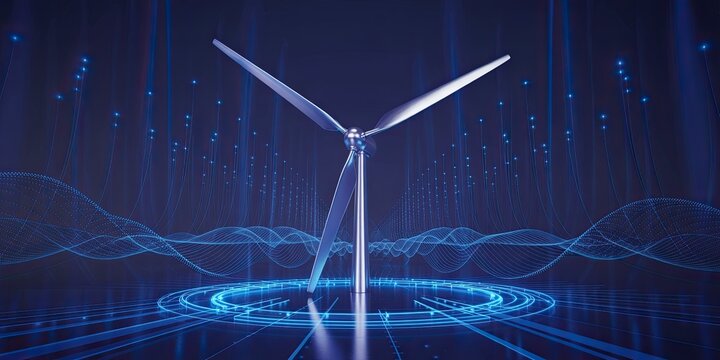 Clean energy wind turbine generating power with futuristic technology - Powered by Adobe