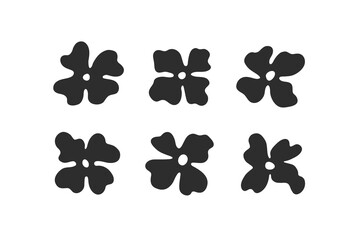 Geometric stylized flowers. Modern linear design sign. 60s and 70s Retro style.